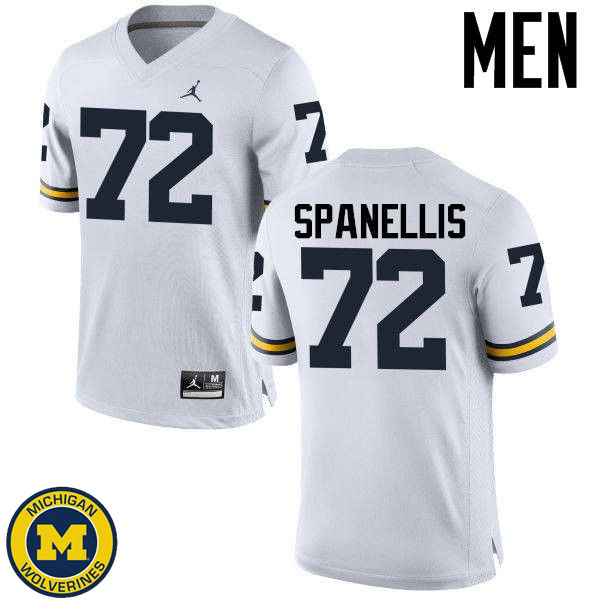 Mens Michigan Wolverines #72 Stephen Spanellis White NCAA Football Jersey